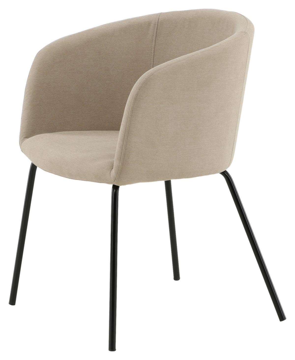 Stuhl Berit ca. 55x78x55 cm Beige - Beige/Schwarz, Design, Holz/Kunststoff (55/78/55cm) - Livetastic