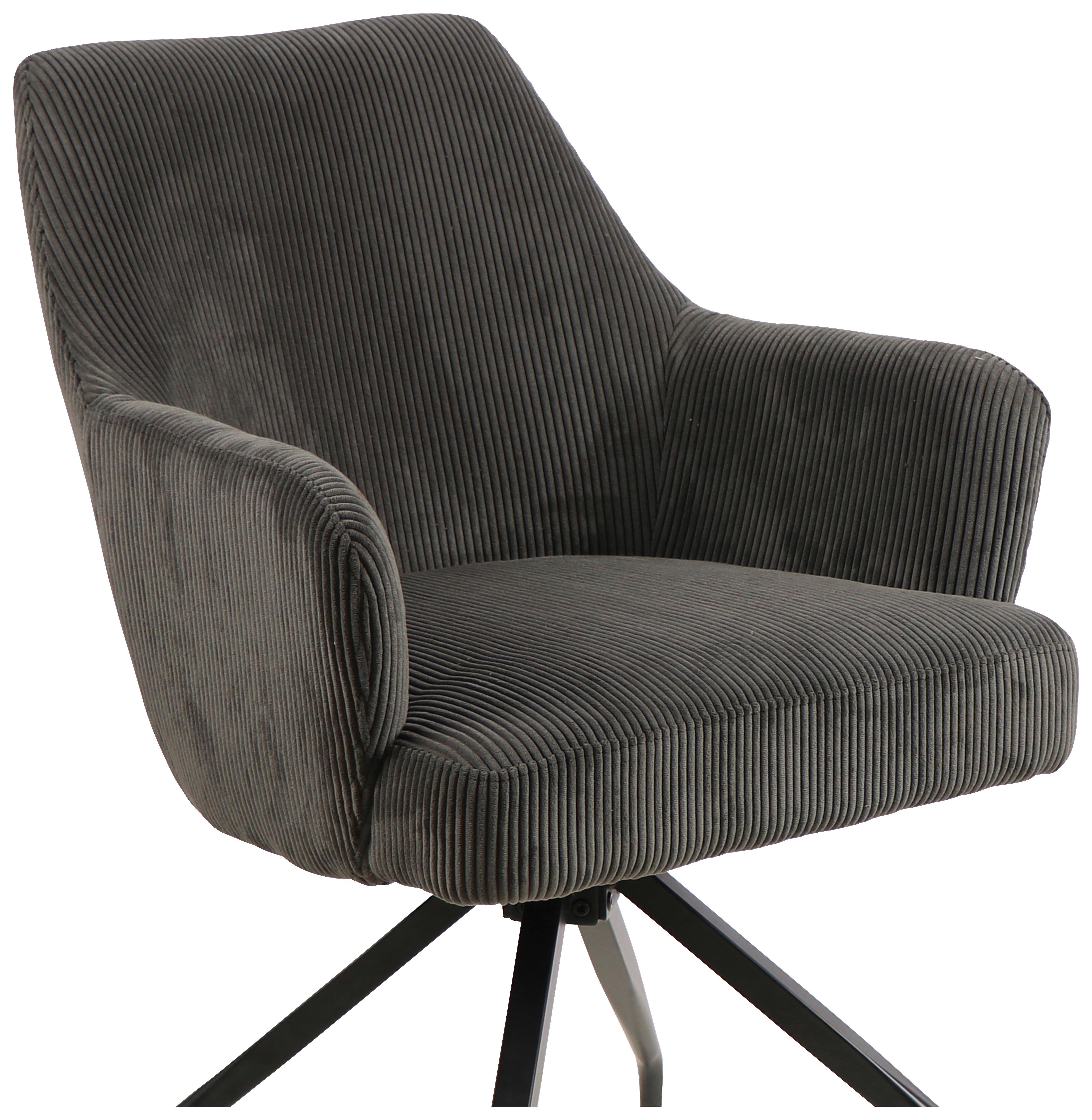 KRZESŁO Z PODŁOKIETNIKAMI JEANETTE - czarny/szary, Modern, metal/drewno (57/86/65cm) - MID.YOU