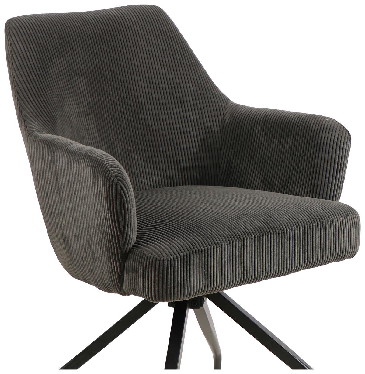 KRZESŁO Z PODŁOKIETNIKAMI JEANETTE - czarny/szary, Modern, metal/drewno (57/86/65cm) - MID.YOU