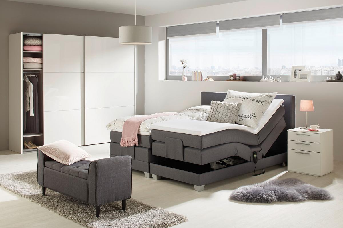 Sitzbank in Anthrazit - Anthrazit/Schwarz, ROMANTIK / LANDHAUS, Holzwerkstoff/Textil (115/58/44cm) - Premium Living