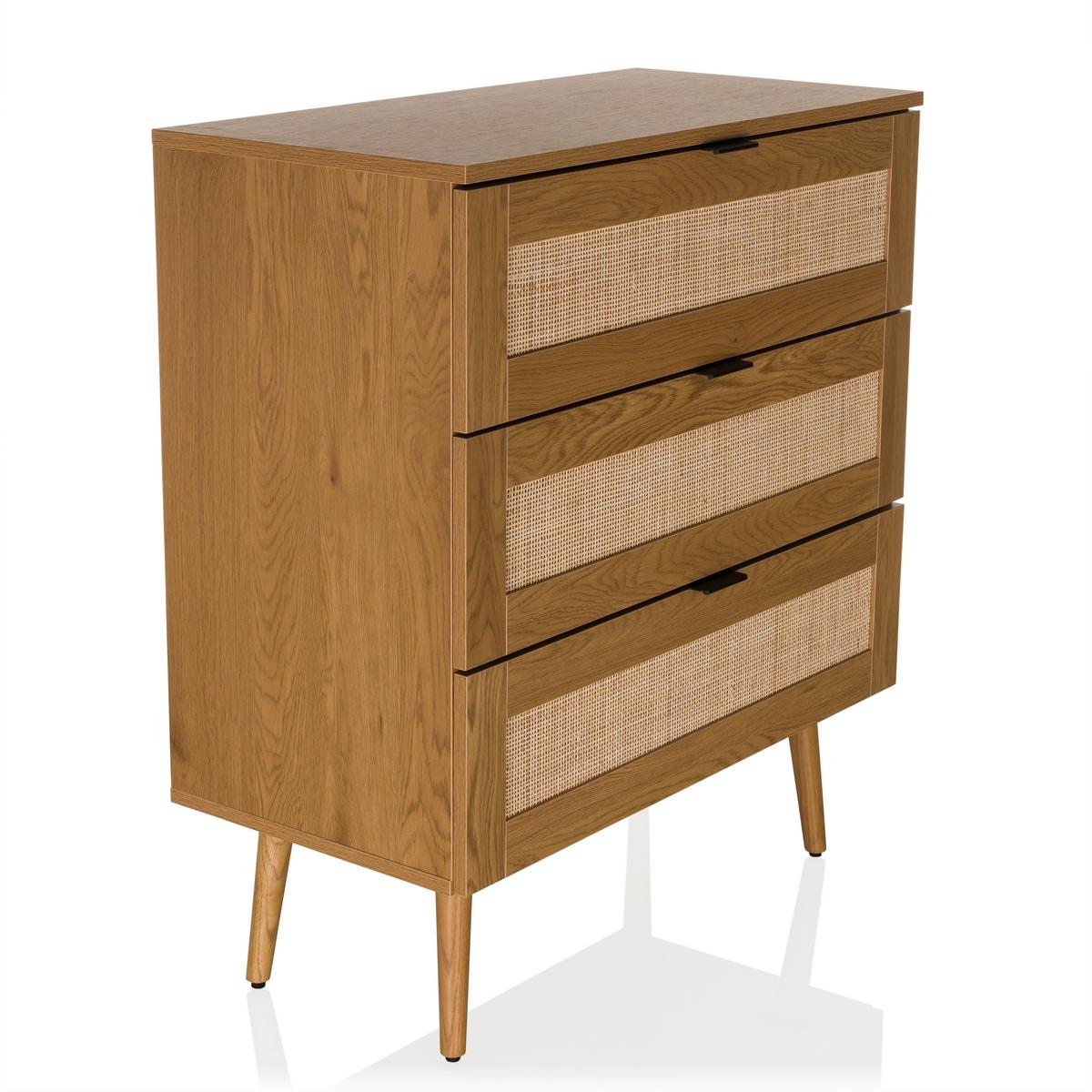 Komoda Boheo, Barva Hrasta - črna/barve hrasta, Moderno, leseni material (80/90/40cm) - MID.YOU