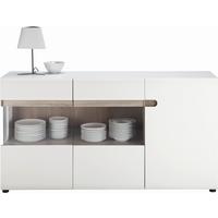 Komoda Linate, Bela, Barva Hrasta - črna/bela, Moderno, umetna masa/steklo (164/86,5/41,9cm)