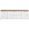 Lowboard in Weiß/Eichefarben - Chromfarben/Eichefarben, MODERN, Glas/Holzwerkstoff (180/55/40cm) - Premium Living Lowboard in Weiß/Eichefarben - Chromfarben/Eichefarben, MODERN, Glas/Holzwerkstoff (180/55/40cm) - Premium Living