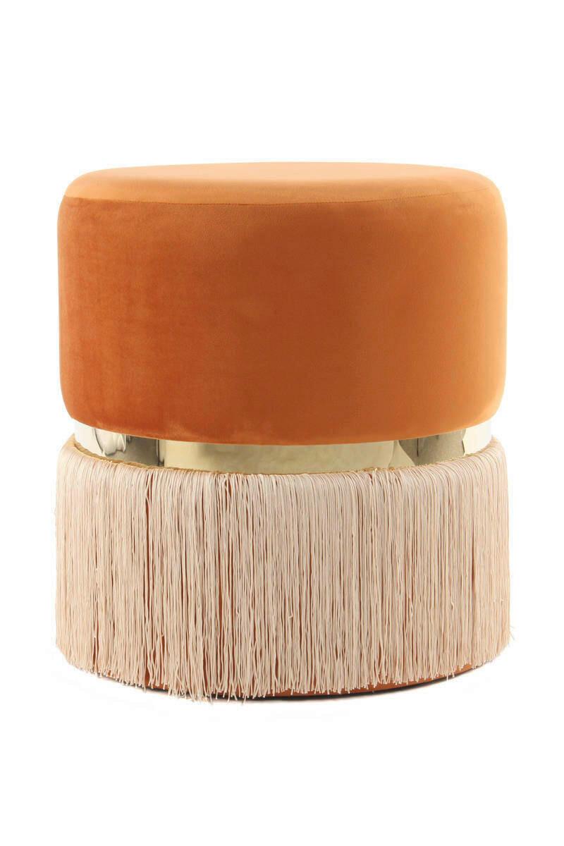 HOCKER Hocker in Orange - Champagner/Goldfarben, Basics, Holzwerkstoff/Textil (41/44,5/41cm) - Kayoom