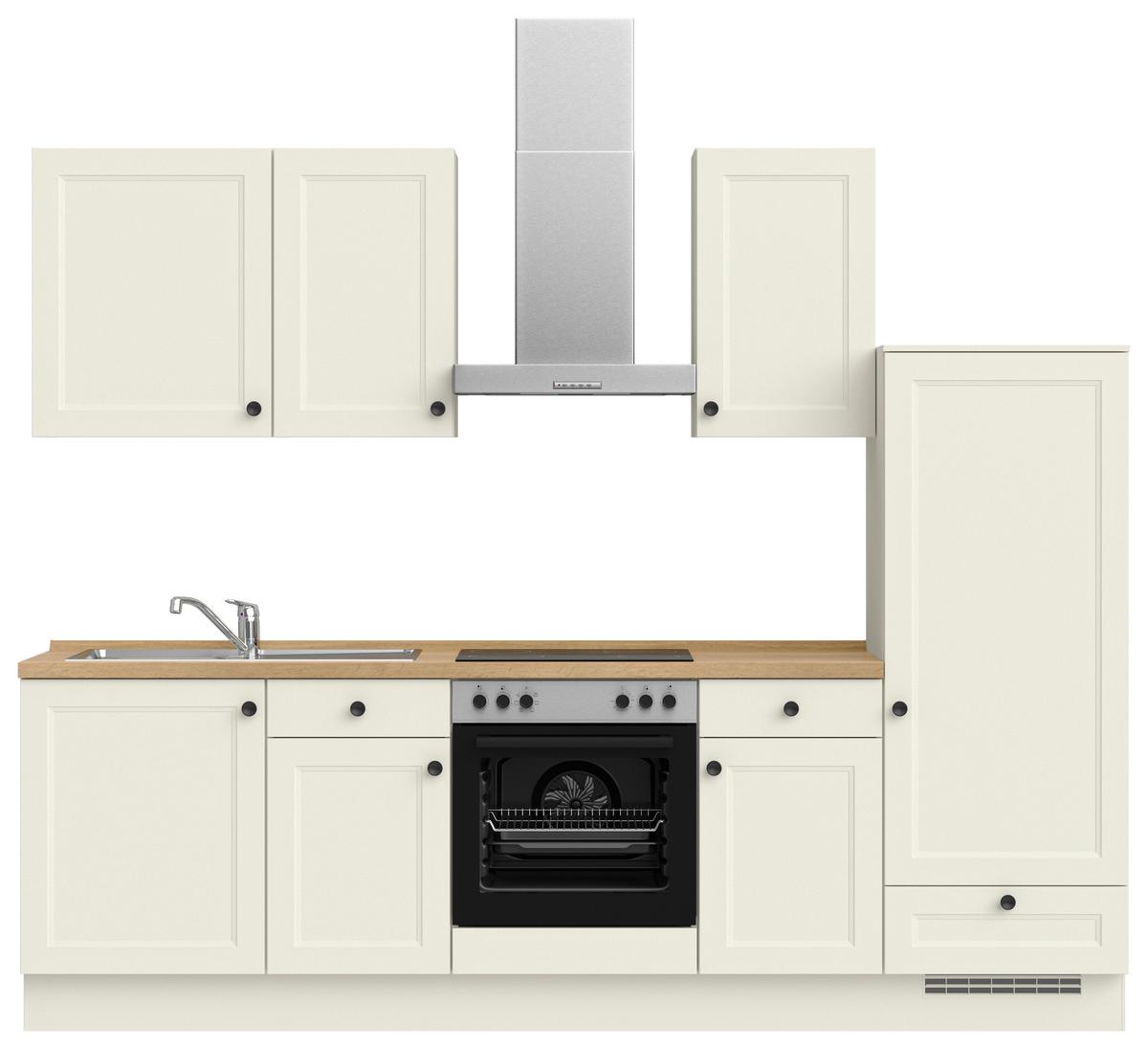 Küchenblock Cascada Low m. Geräten Weiß - Eichefarben/Schwarz, MODERN, Holzwerkstoff/Metall (270cm) - Nobilia