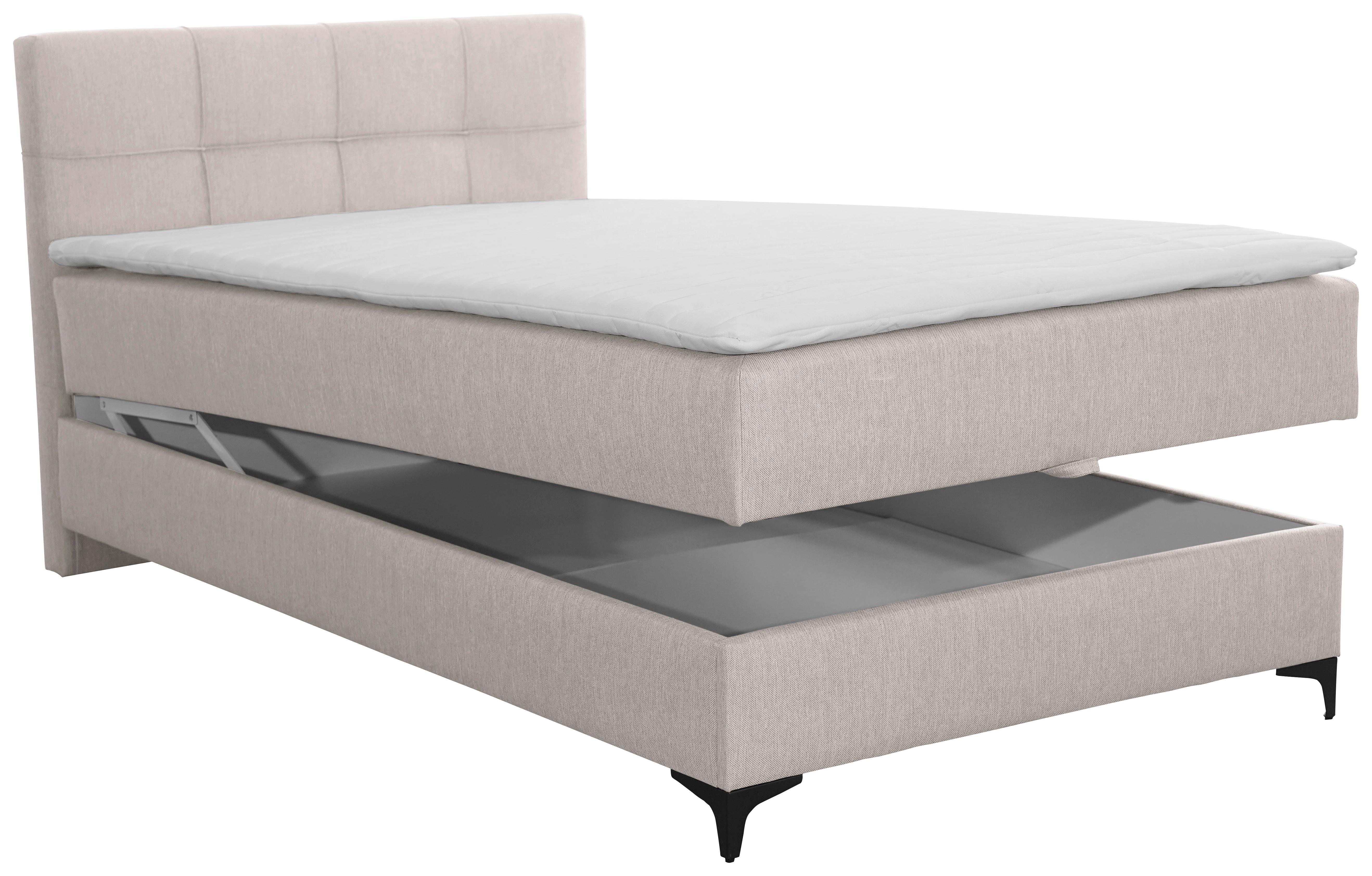 Oblazinjena Postelja Freddie, Bež, 120x200 - črna/bež, Konvencionalno, kovina/tekstil (120/200cm) - Mömax