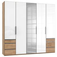 Drehtürenschrank Level 36D ca. 250 cm Weiß/Eiche Dekor - Chromfarben/Weiß Hochglanz, MODERN, Holzwerkstoff/Metall (250/236/58cm) - MID.YOU