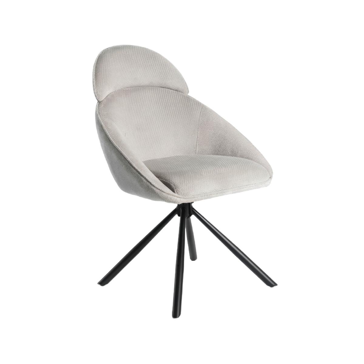 Armlehnstuhl Maira Hellgrau Webstoff Drehbar Gepolstert - Hellgrau/Schwarz, MODERN, Textil/Metall (59,5/93/66cm) - Bessagi Home