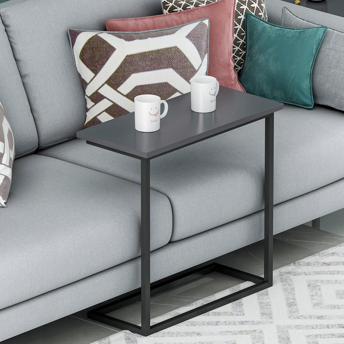 BEISTELLTISCH NARIN BEISTELLTISCH - Anthrazit/Schwarz, Design, Holzwerkstoff/Metall (64/30/62cm) - Livetastic