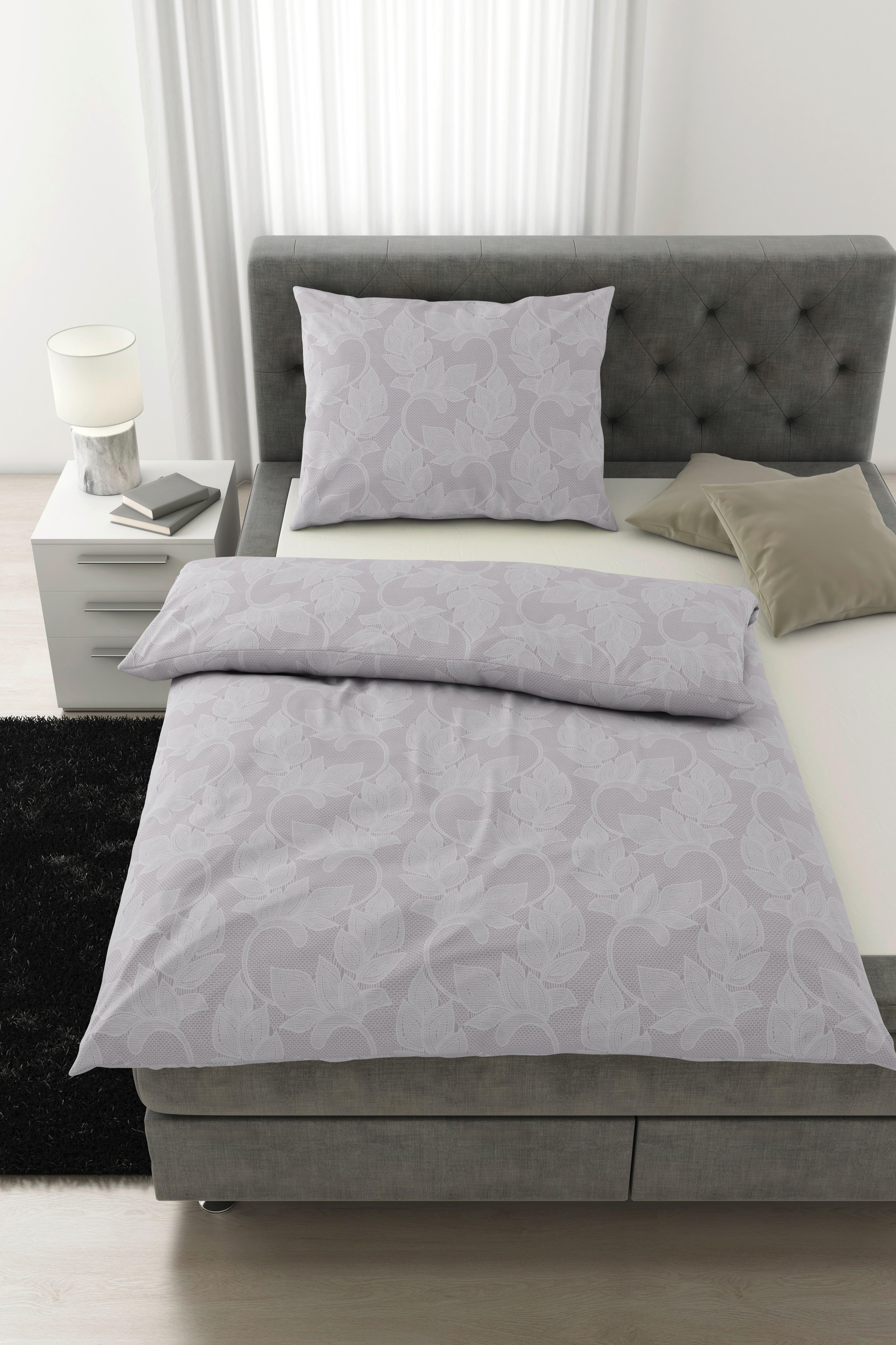 Bettwäsche Emelie in Grau ca. 160x210cm - Grau, Konventionell, Textil (160/210cm) - Premium Living