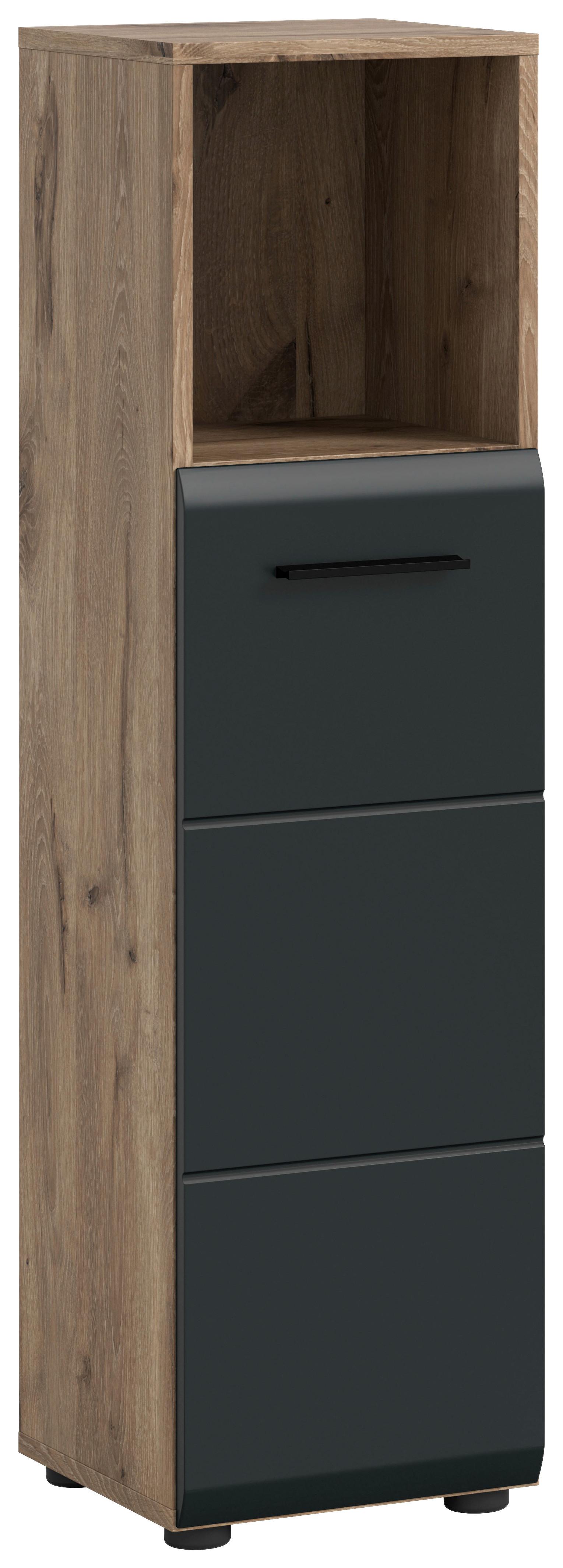 MIDISCHRANK ICE - Eiche dunkel/Schwarz, Basics, Holzwerkstoff/Kunststoff (30/110/30cm) - MID.YOU