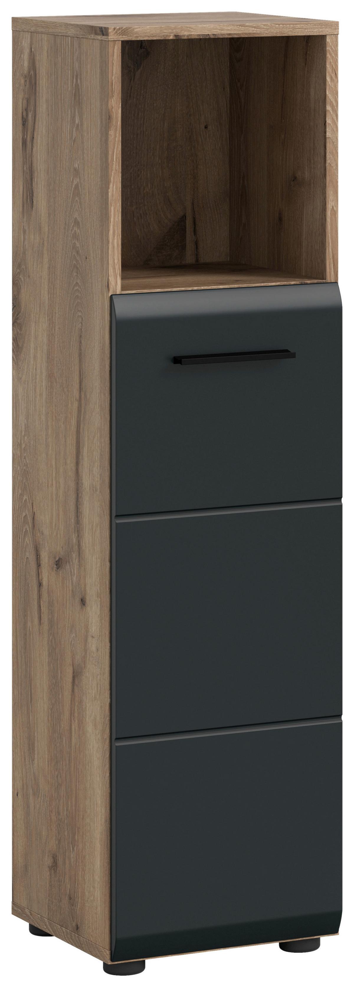 MIDISCHRANK ICE - Eiche dunkel/Schwarz, Basics, Holzwerkstoff/Kunststoff (30/110/30cm) - MID.YOU