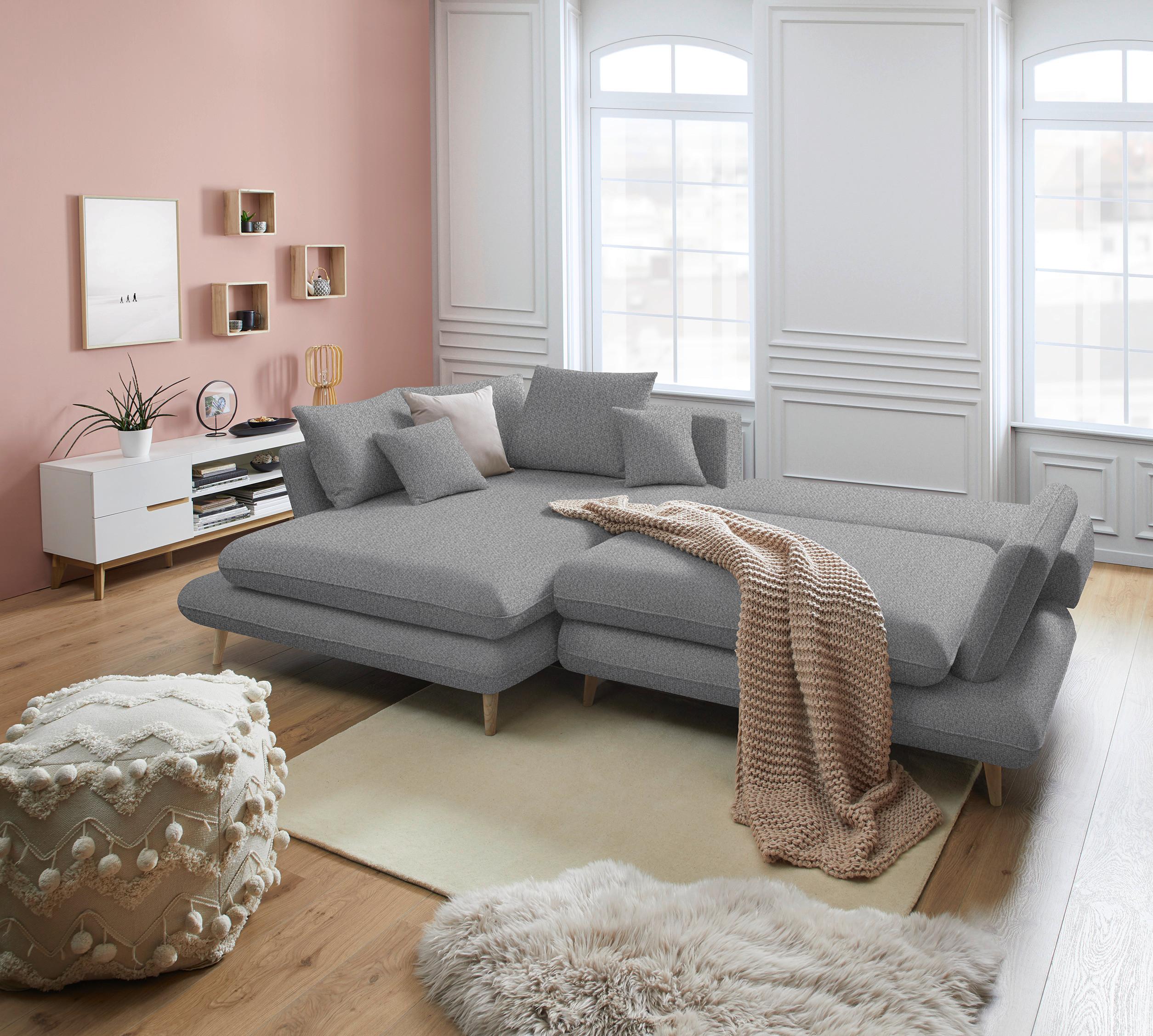 Kutna Garnitura Monte - siva/prirodne boje, Romantično / ladanjski, tekstil/drvo (181/283cm) - Premium Living