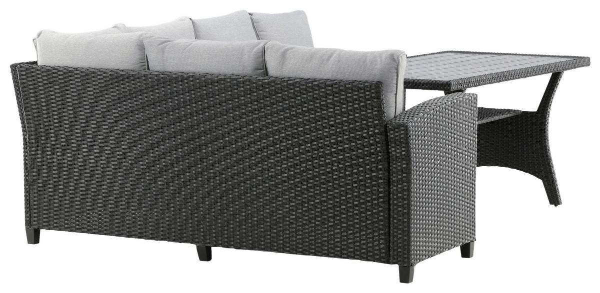 Dining-Loungeset Bentwood ca. 173x227 cm Schwarz - Schwarz, KONVENTIONELL, Kunststoff (173/227cm) - Gardenson