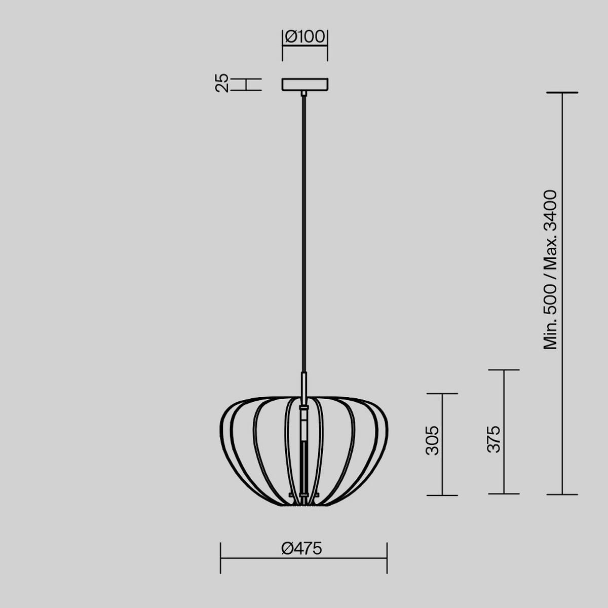 Pendelleuchte Mod398pl-01br - Schwarz, Design, Metall (47.5/340cm) - MAYTONI