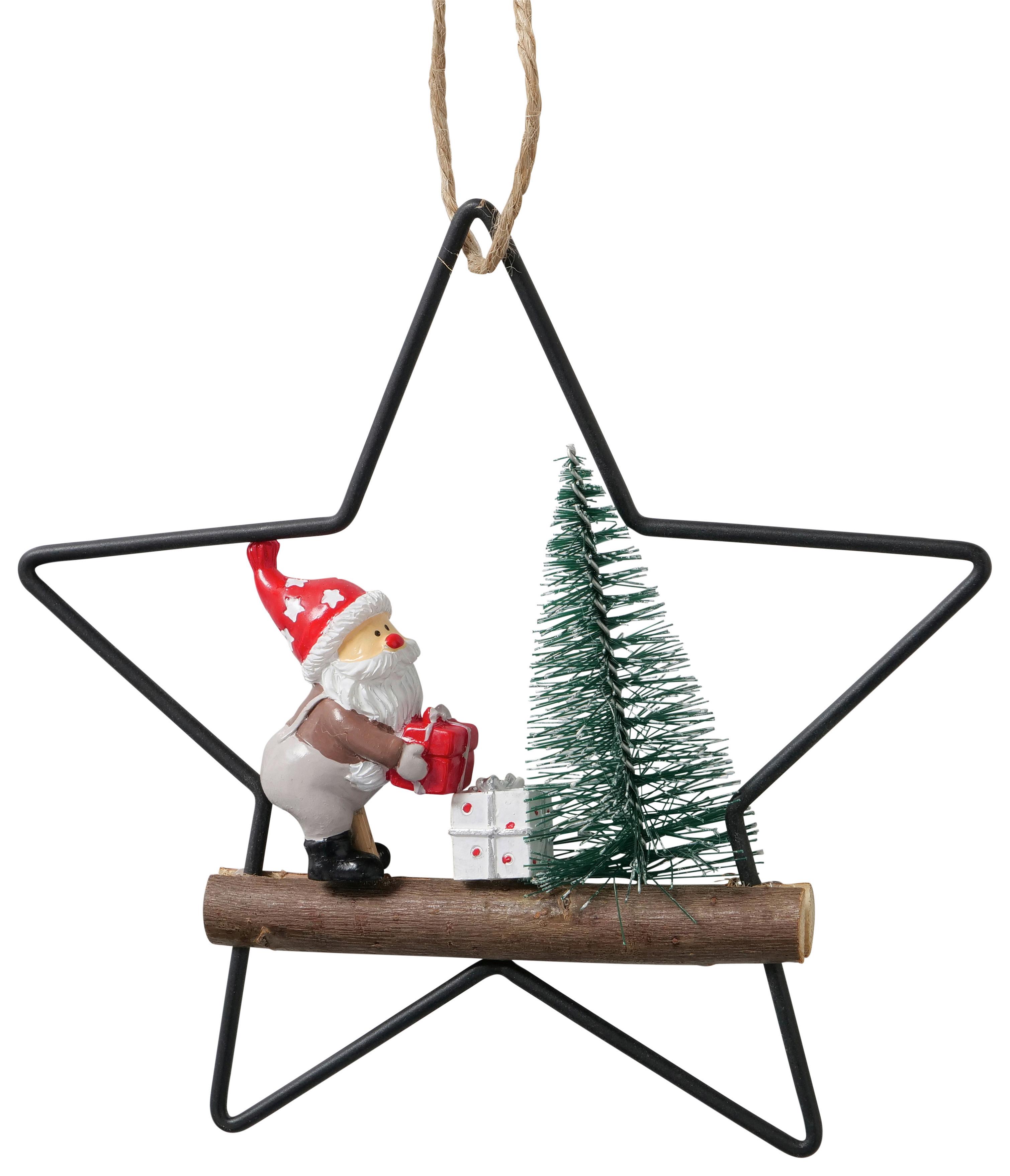 Dekohänger Olli I in Multicolor Ø ca. 16cm - Rot/Schwarz, Basics, Holz/Kunststoff (16/16/2cm) - Modern Living