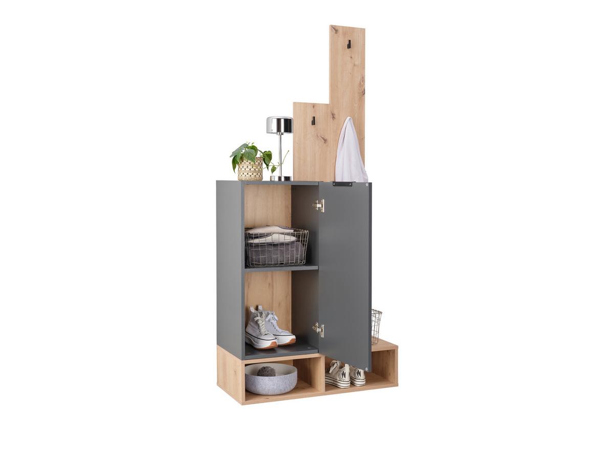 Ansamblu de hol CIAO - stejar Artisan/antracit, Modern, material pe bază de lemn (80/181/37,9cm) - Modern Living