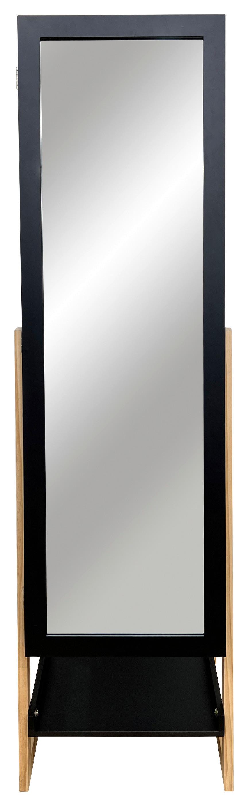Schmuckschrank Viola Naturfarben/Schwarz - Schwarz/Naturfarben, MODERN, Glas/Holz (42/145/38cm) - Mömax