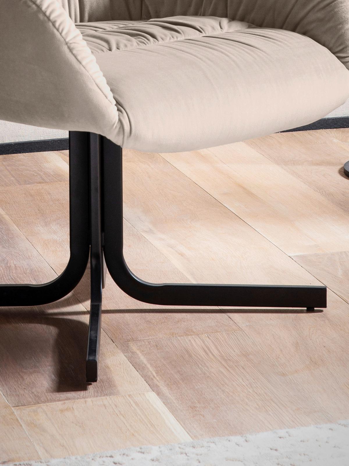 SESSEL WL6.952 - Beige/Schwarz, Design, Textil/Metall (64/74/68cm) - Livetastic