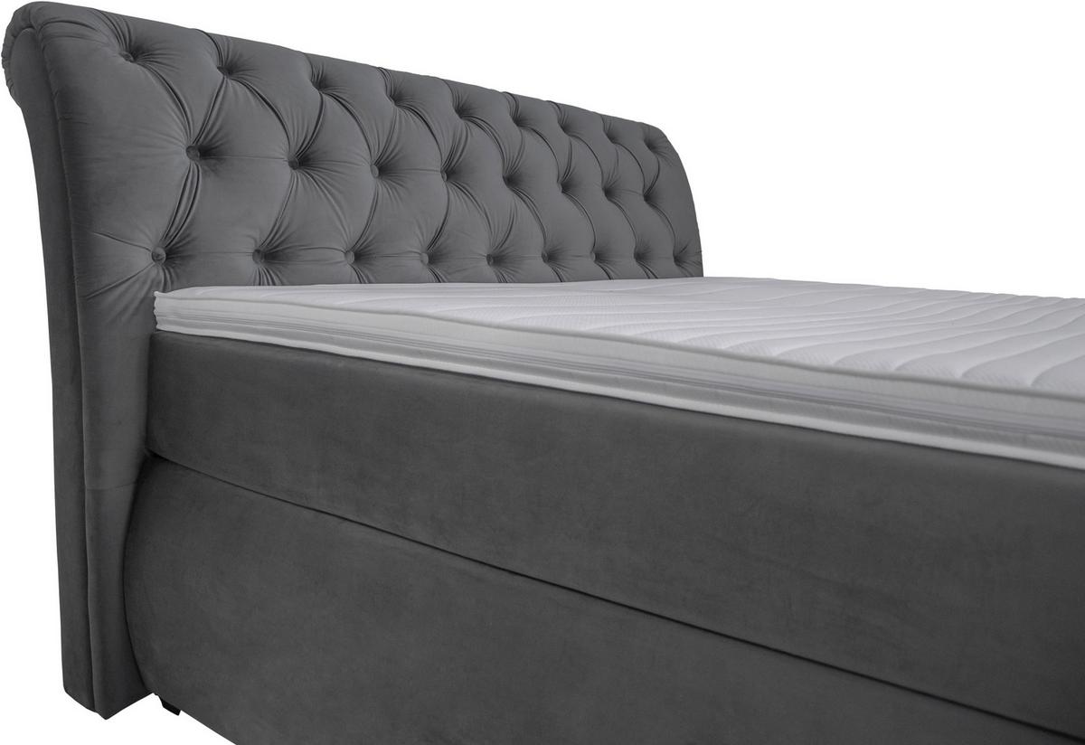 Boxspring Krevet Agnes - boje kroma/antracit, Basics, tekstil/plastika (180/200cm)