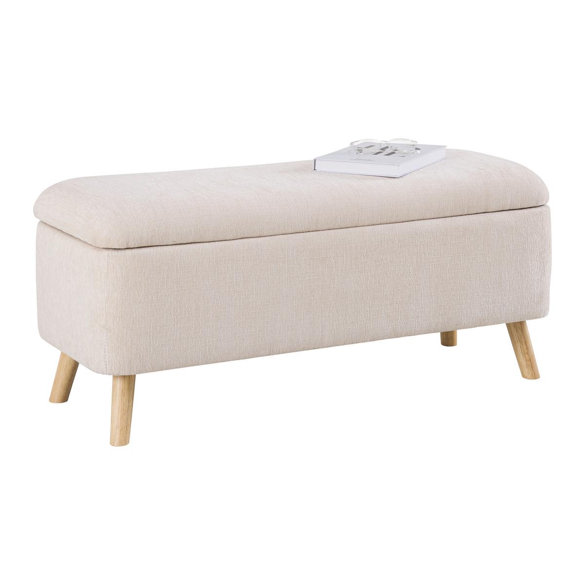 Sitzbank Jenson Beige - Beige/Naturfarben, MODERN, Holz/Textil (100/43/40cm) - Mömax