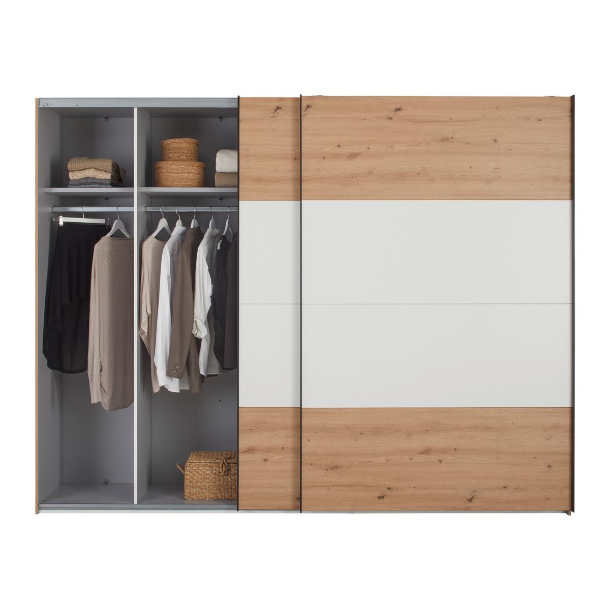 Schwebetürenschrank in Eichefarben - Weiss/Schwarz, Konventionell, Holzwerkstoff/Kunststoff (220,1/210,5/61,2cm) - Mömax