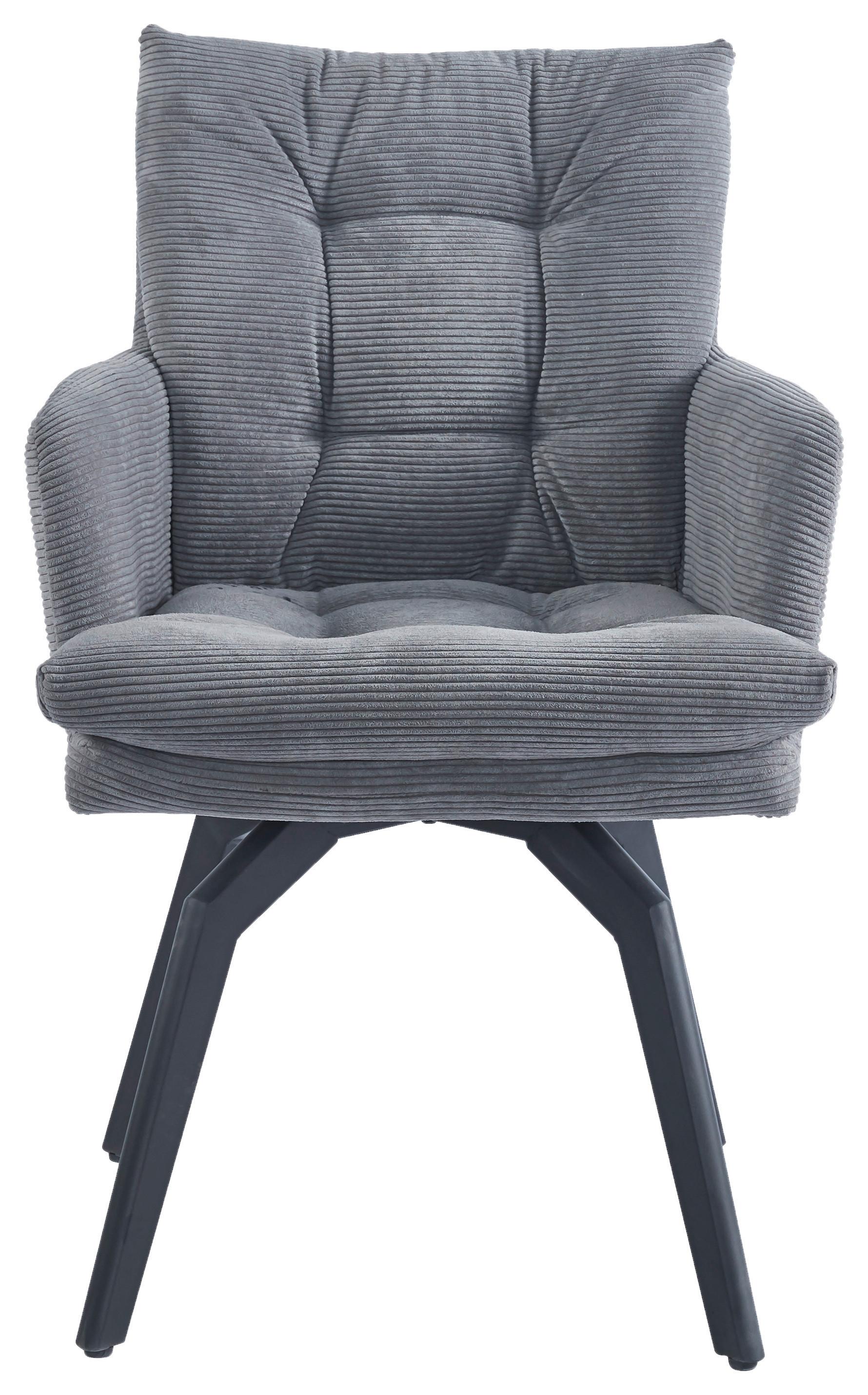 Armlehnstuhl Hanna in Grau - Schwarz/Grau, MODERN, Textil/Metall (60/88/64cm) - Mömax