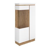 Vitrină CALABRIA - alb/culoare lemn stejar, Trend, sticlă/material pe bază de lemn (103,6/200,5/40cm) - Modern Living