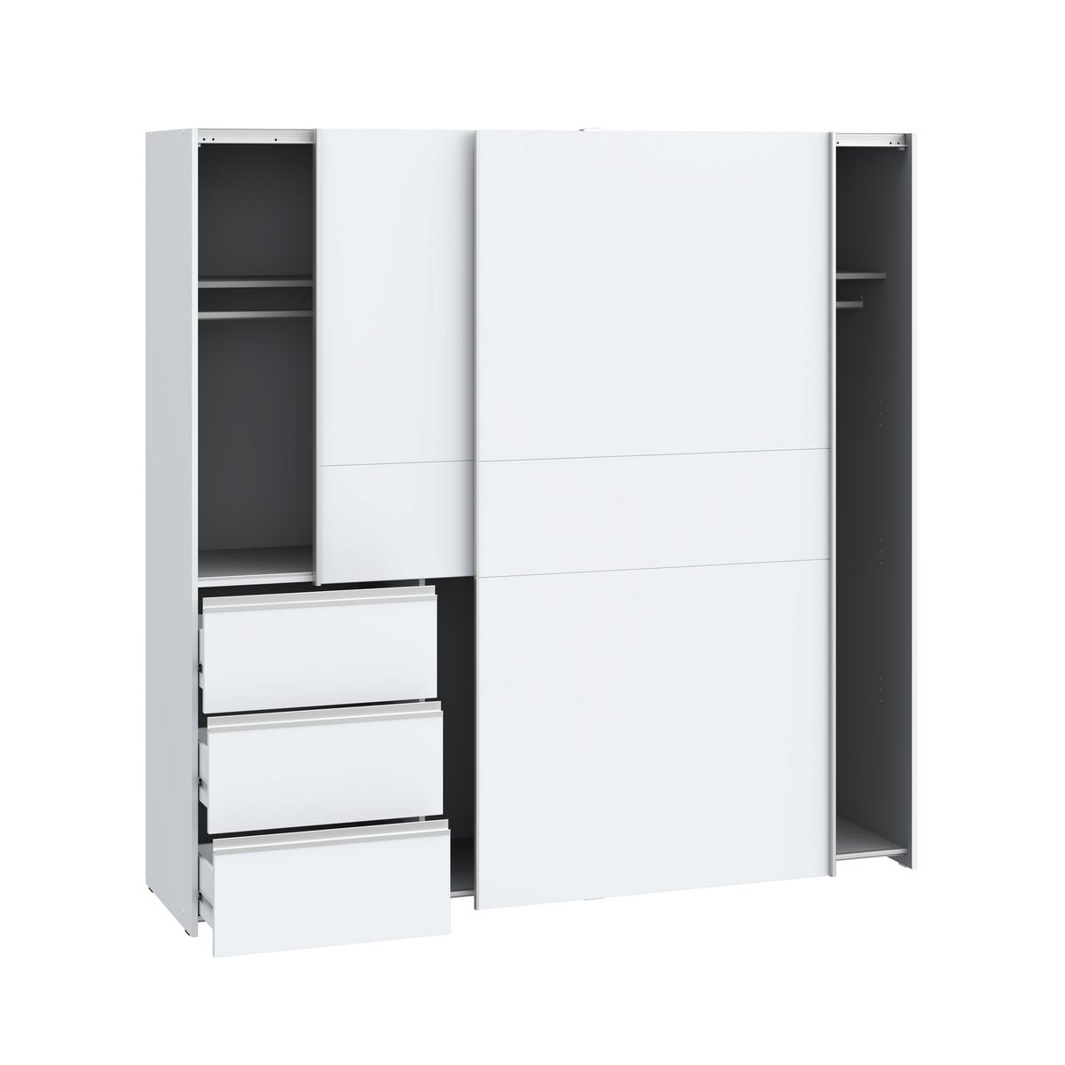 Omara Z Drsnimi Vrati Winn 2, Bela - bela/barve aluminija, Konvencionalno, kovina/leseni material (170/200/61cm) - Carryhome