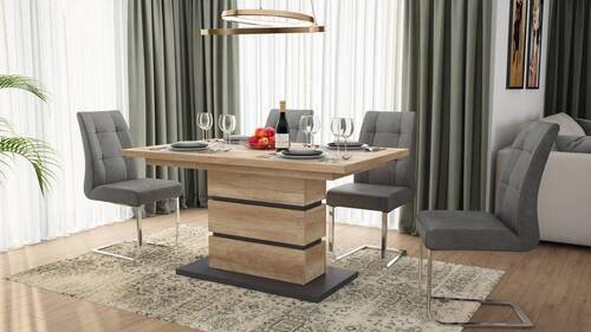 ESSTISCH BEA - Anthrazit/Braun, MODERN, Holzwerkstoff (140/86/75cm) - MID.YOU