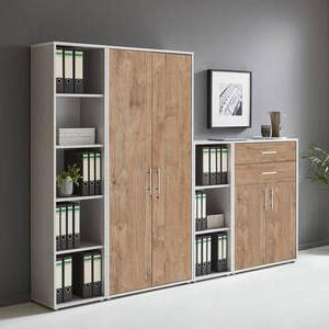Aktenschrank Office Edition Sw Set 22 Grau/Eichefarben - Eichefarben/Grau, MODERN, Holzwerkstoff (257/185,6/33cm) - MID.YOU
