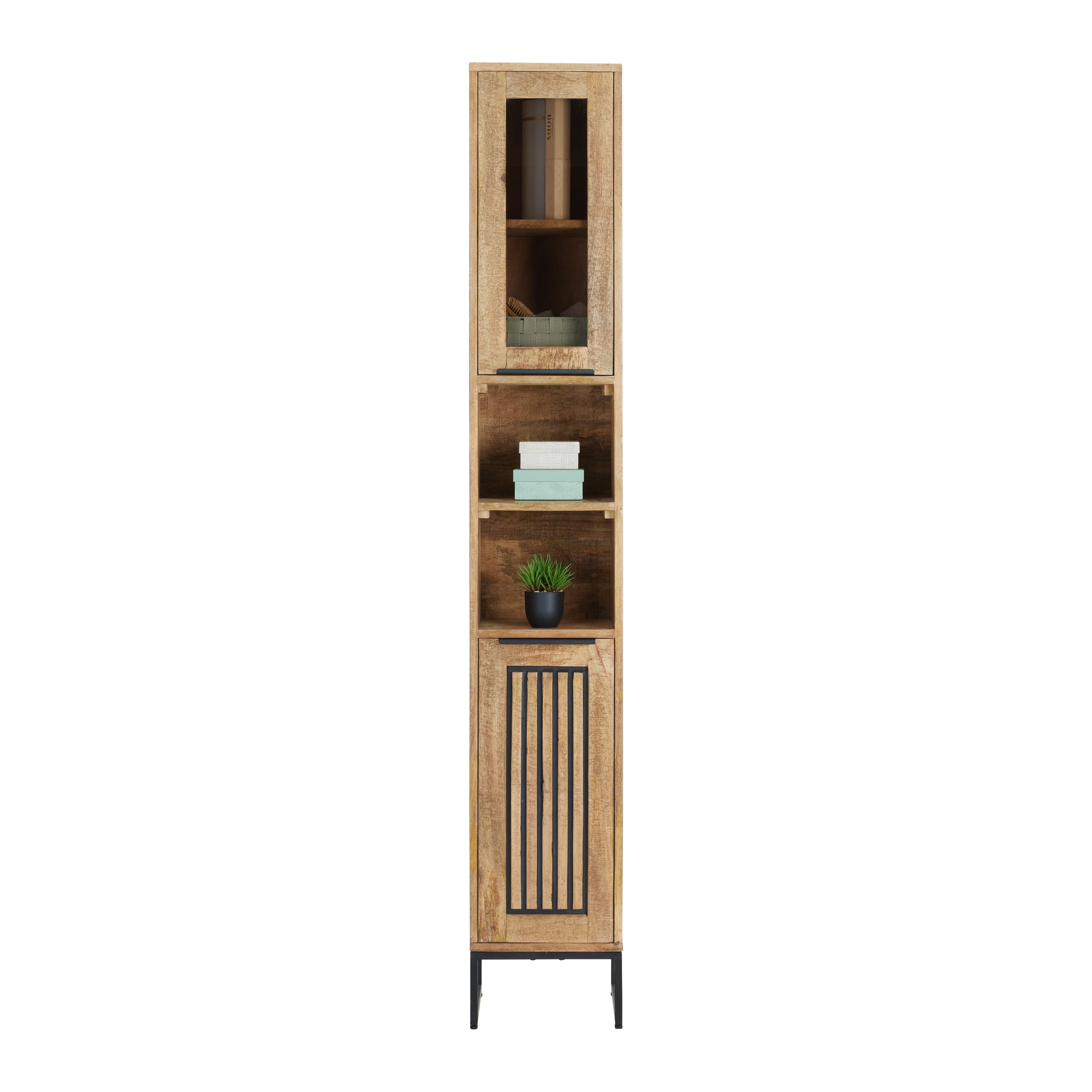 Hochschrank Everest Naturfarben/Schwarz - Schwarz/Naturfarben, Natur, Holz/Metall (30/190/32cm) - Mömax
