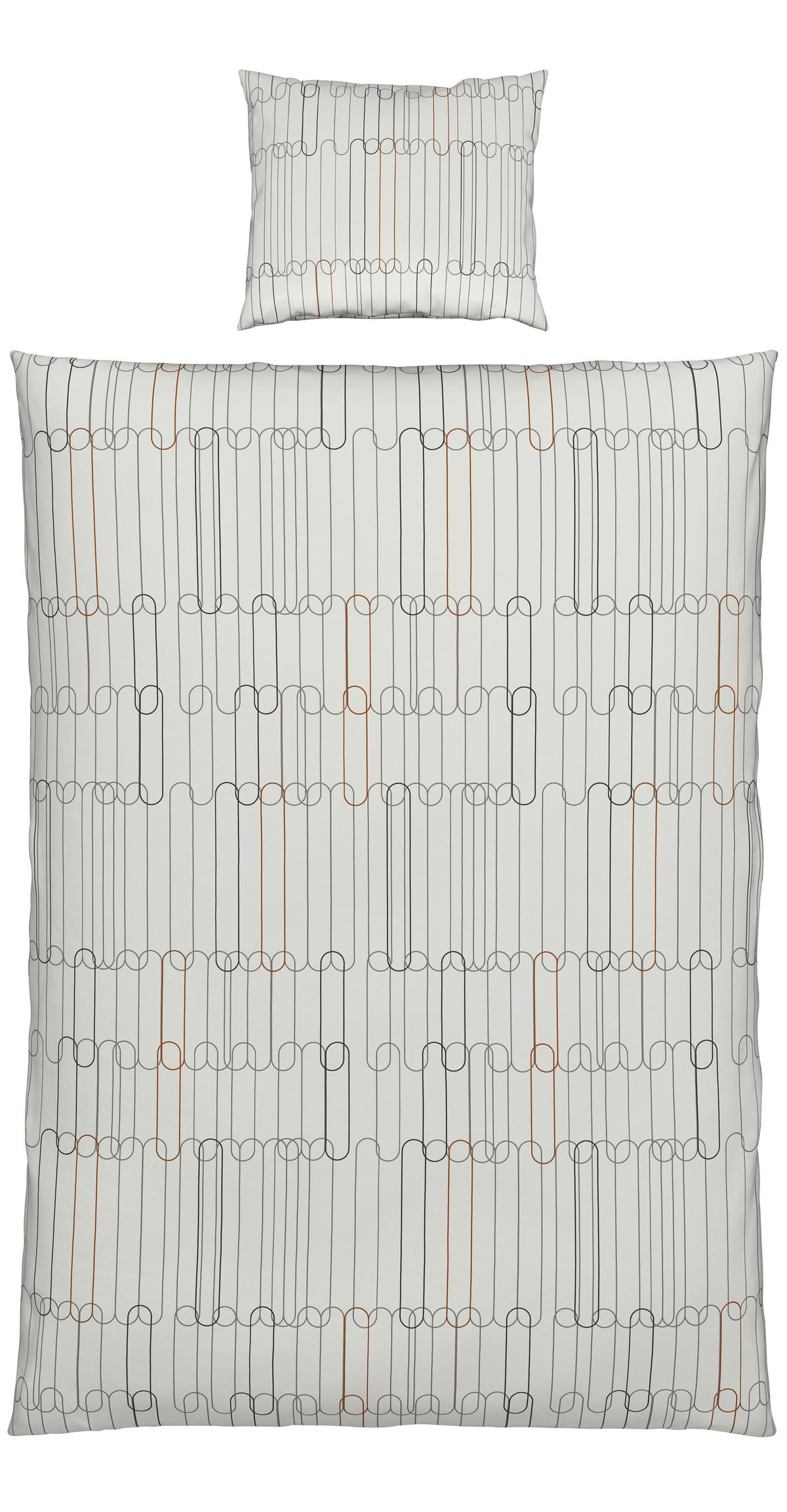 BETTWÄSCHESET CHAINS - Weiss/Cognac, Konventionell, Textil (160/210cm) - Modern Living
