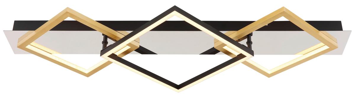 LED-Deckenleuchte Lesina Goldfarben/Schwarz max 32 Watt - Goldfarben/Opal, Design, Kunststoff/Metall (78/35,5cm) - Globo