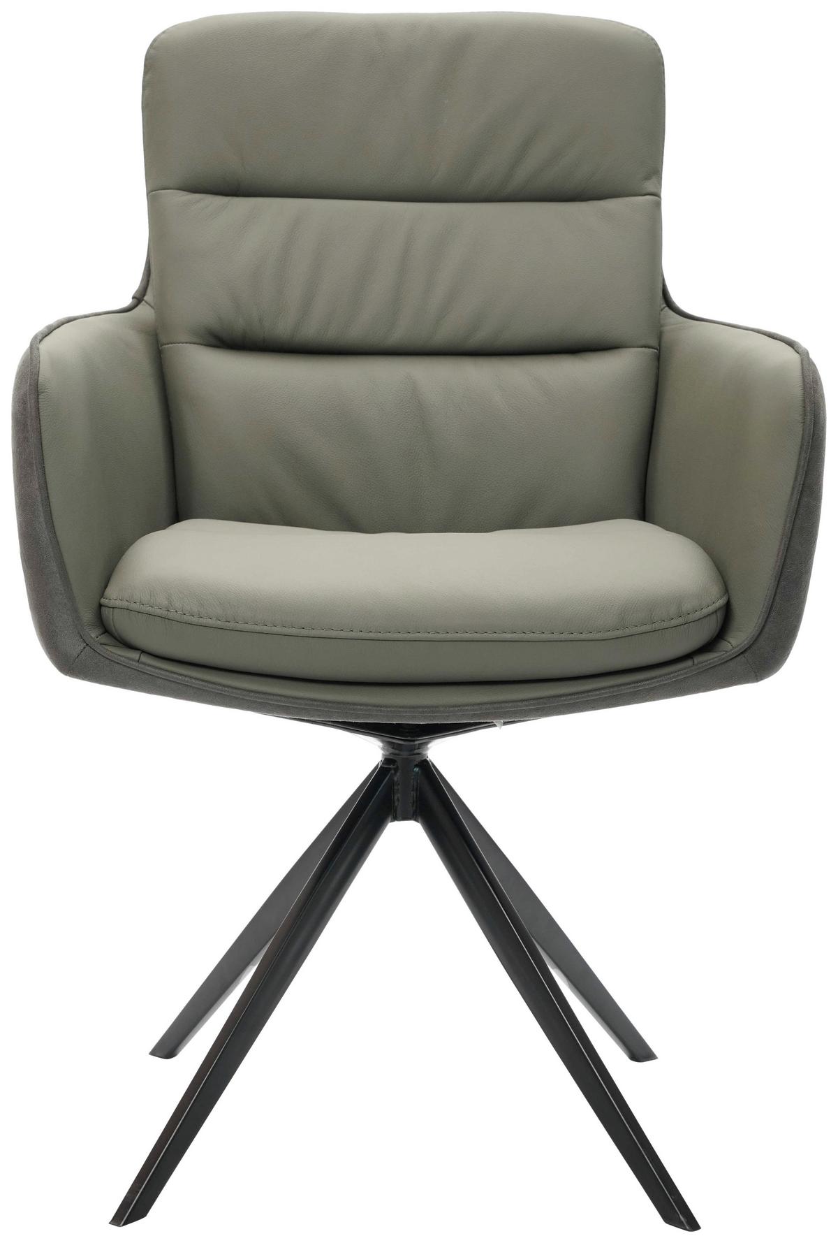 KRZESŁO Z PODŁOKIETNIKAMI MITO - antracytowy/czarny, Design, skóra/metal (58/89/67cm) - Xora