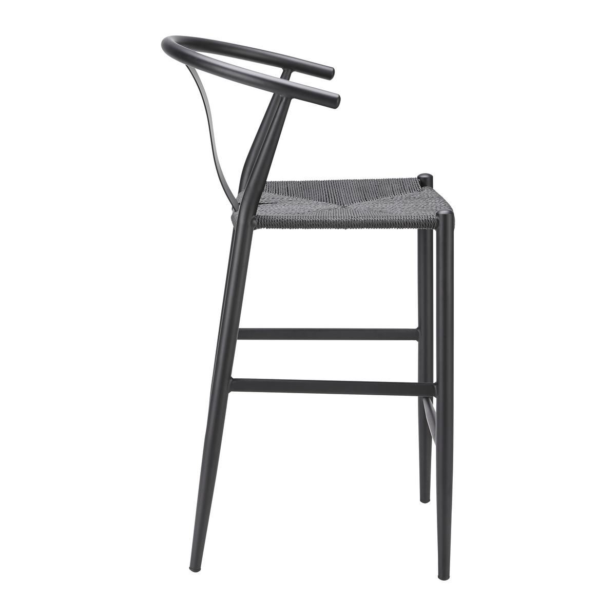 Barhocker Monica Schwarz Metall/Schnur - Schwarz, Modern, Textil/Metall (55/97/56cm) - Bessagi Home