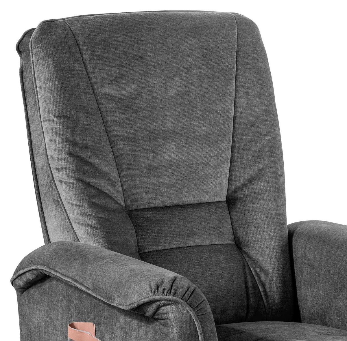 Relaxsessel Harry Dunkelgrau Velours - Dunkelgrau/Schwarz, Design, Kunststoff/Textil (77/107/88cm) - Livetastic