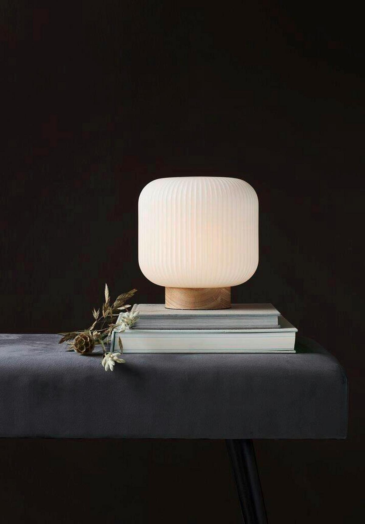LAMPA STOŁOWA MILFORD TILA HOLZ / JAPANDI - kolor jesionowy/biały, Natur, drewno/szkło (20/20cm) - Nordlux