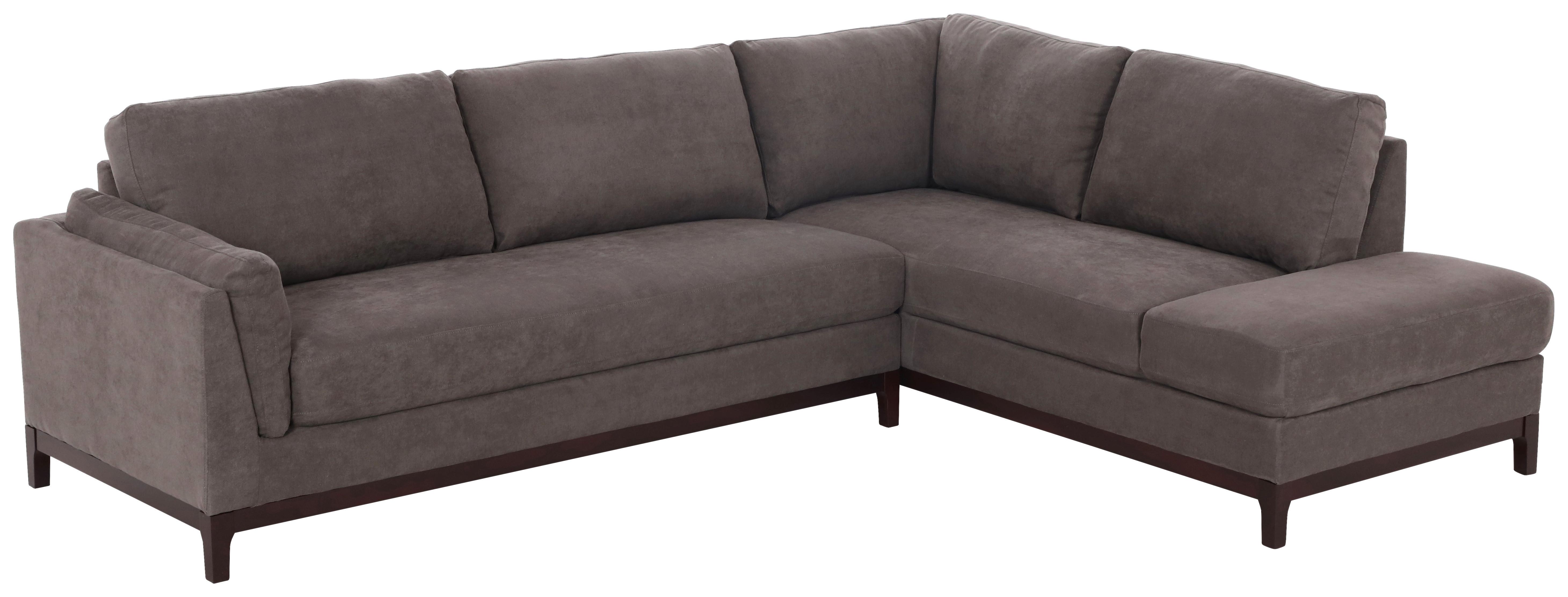 NAROŻNIK BRISTOL - szary/brązowy, Basics, tkanina/drewno (278/210cm) - MID.YOU