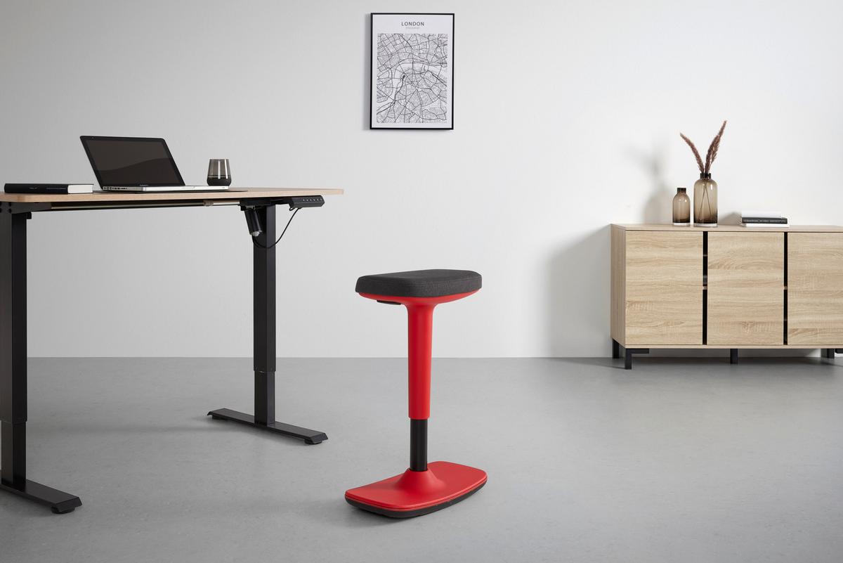 Bürohocker Leon Rot/Schwarz - Rot/Schwarz, KONVENTIONELL, Kunststoff/Textil (44/53-78/24cm) - Mömax