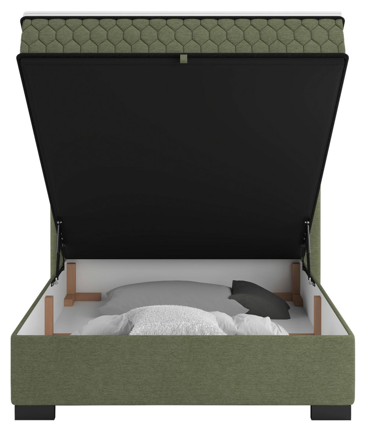 Boxbett Maya D Olivgrün ca. 140x200cm - Schwarz/Olivgrün, KONVENTIONELL, Holz/Holzwerkstoff (140/200cm) - Mömax