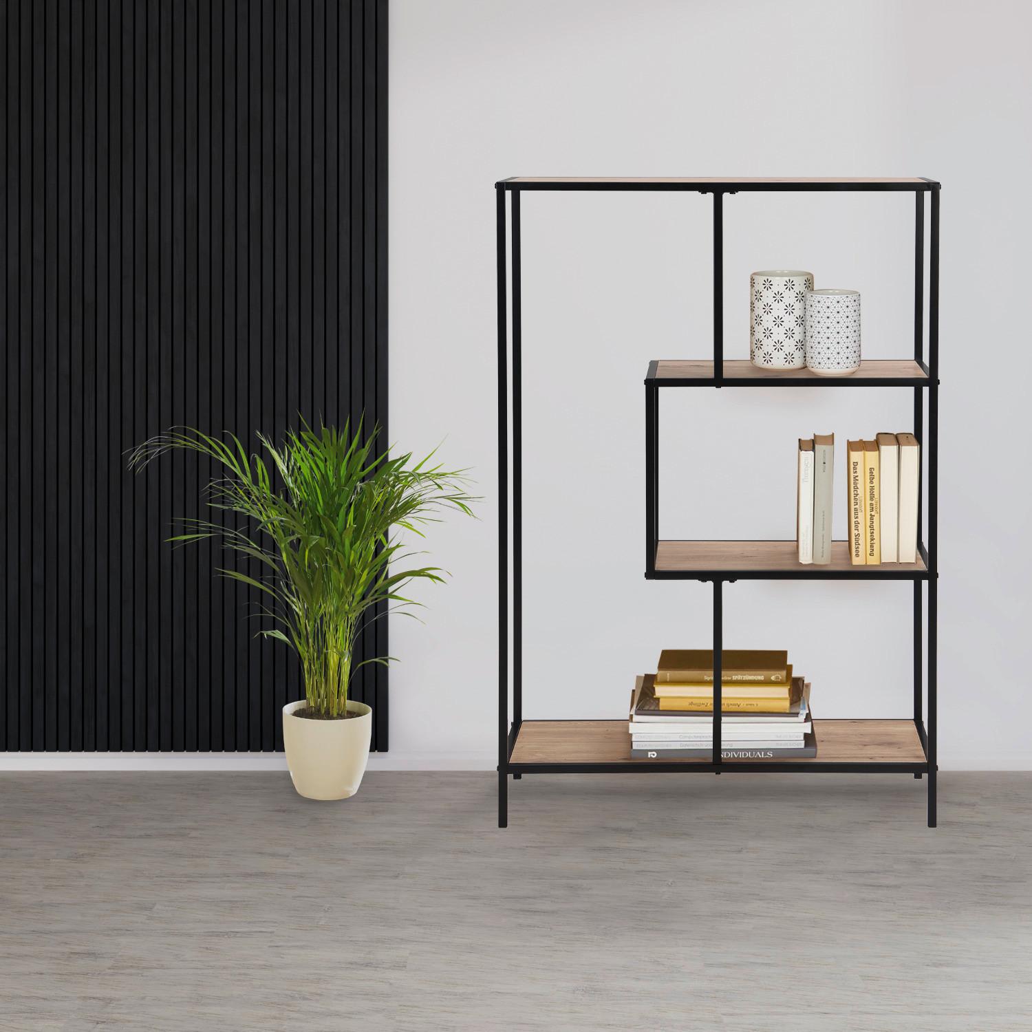 Predelna Stena Lilli, Barva Hrasta, Črna - črna/barve hrasta, Moderno, kovina/leseni material (77/115/33cm)
