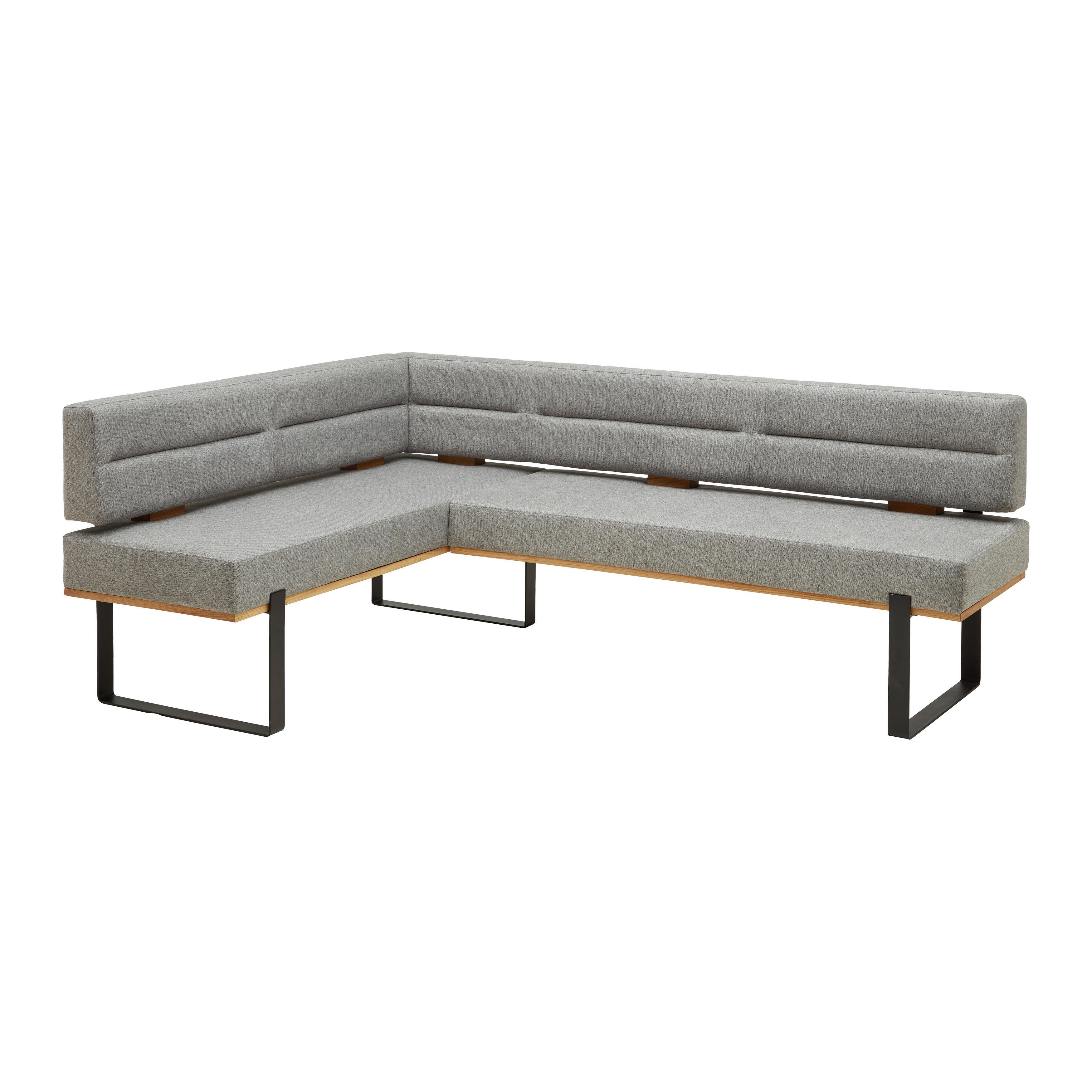 Eckbank in Grau - Schwarz/Grau, KONVENTIONELL, Holz/Textil (160/85/220cm) - Based