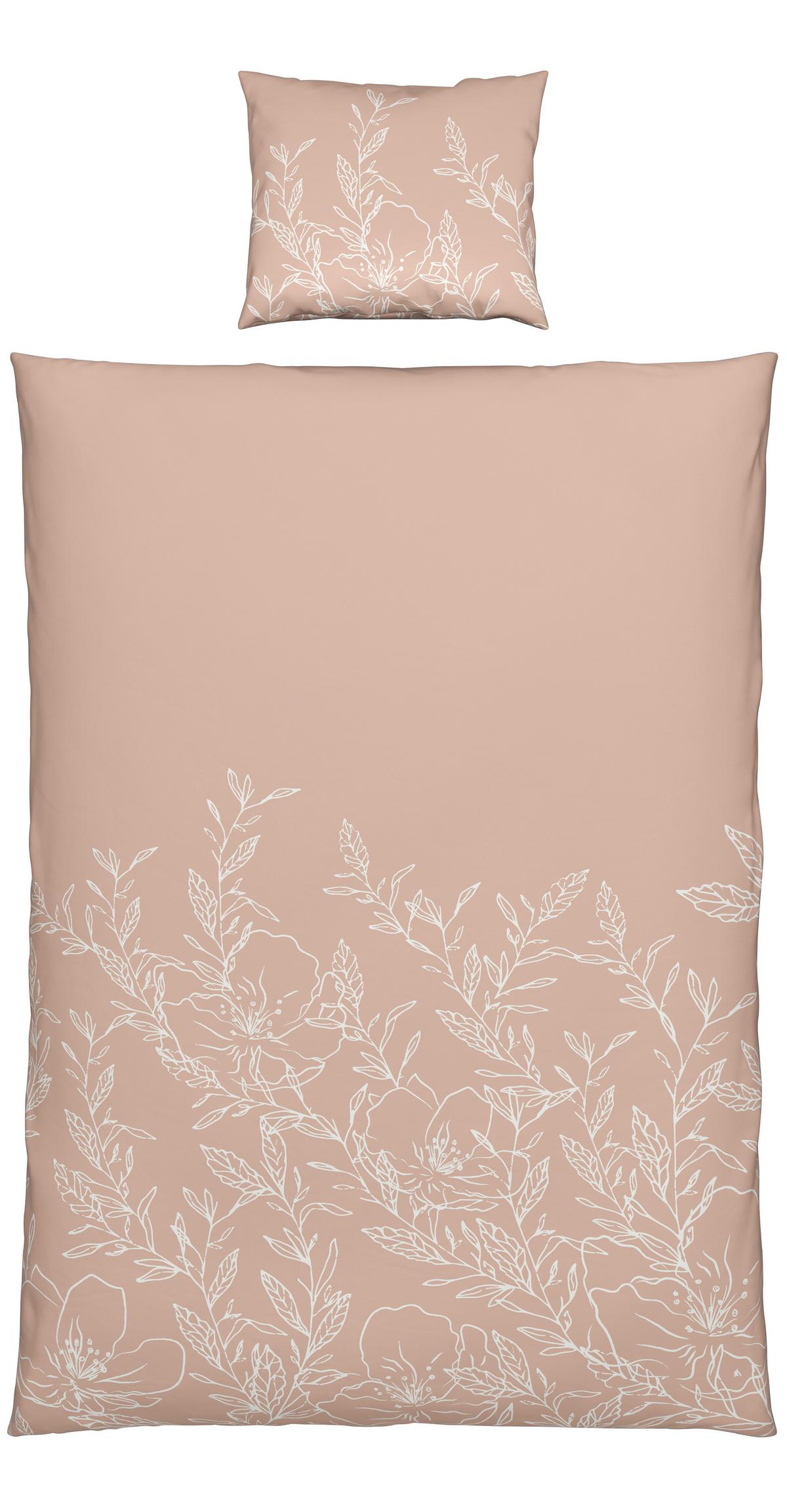 WENDEBETTWÄSCHESET LEAVES WENDE - Rosa, Romantik / Landhaus, Textil (160/210cm) - Modern Living