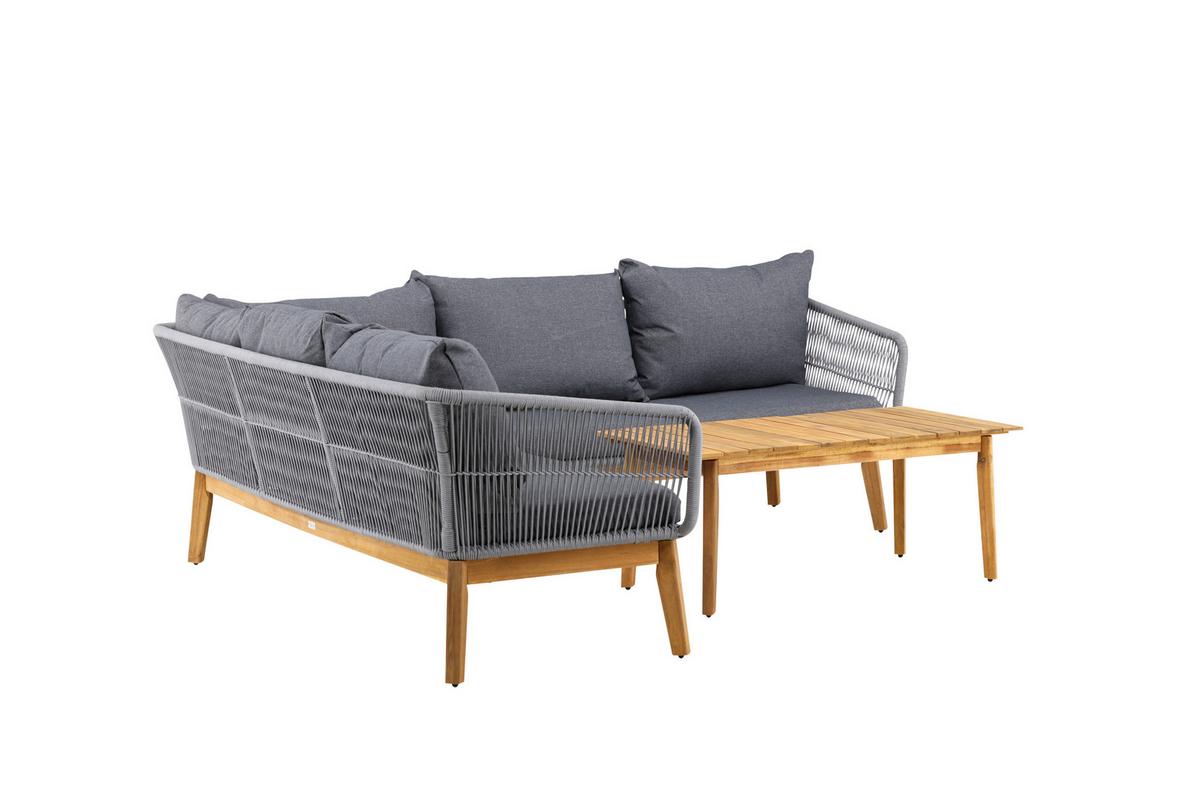 Loungegarnitur Chania ca. 210x160 Dunkelgrau - Dunkelgrau/Grau, KONVENTIONELL, Holz/Kunststoff (210/160cm) - Gardenson