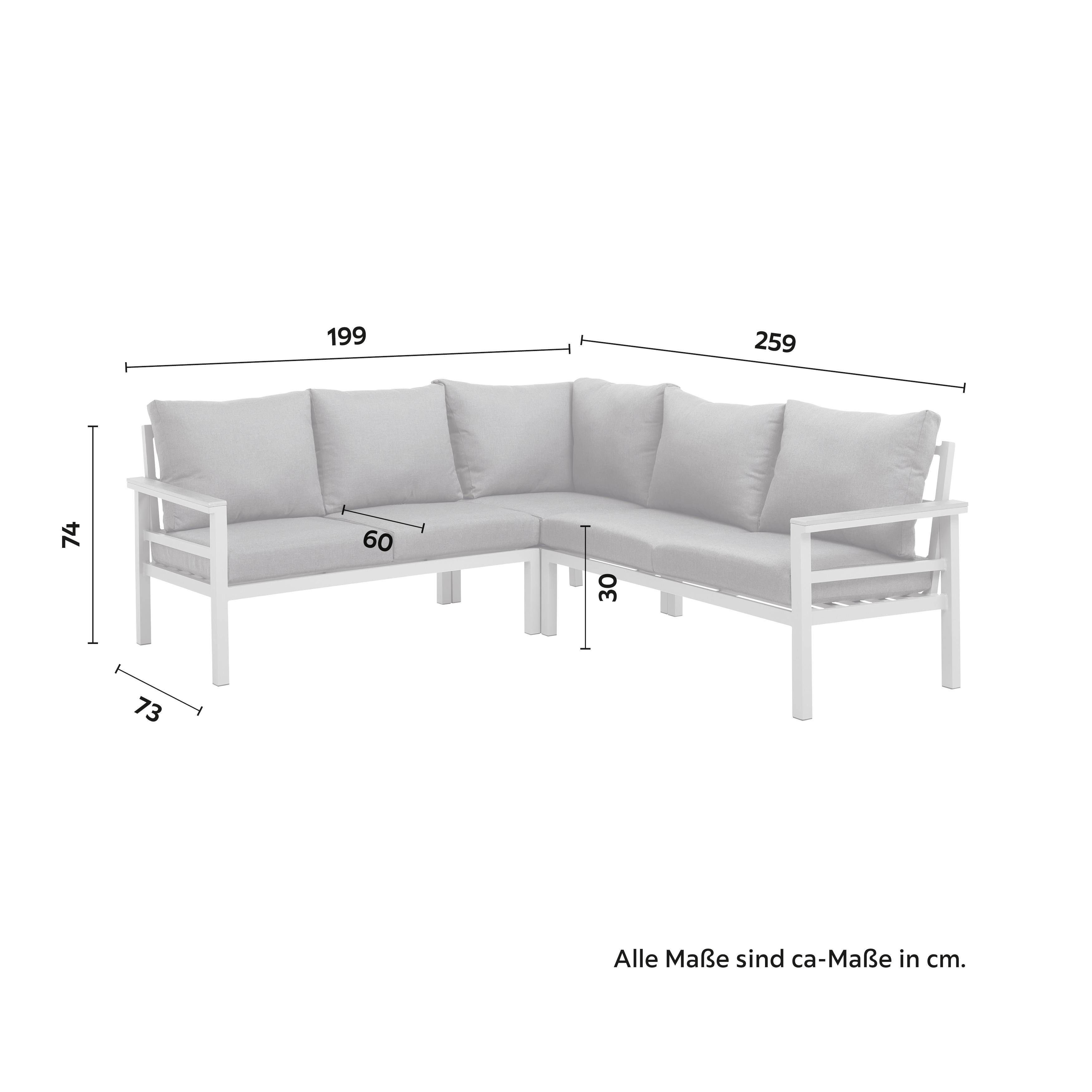 Lounge Garnitura Oliveira, Siva, Aluminij - siva, Moderno, kovina/umetna masa (160/100/68cm) - Bessagi Garden