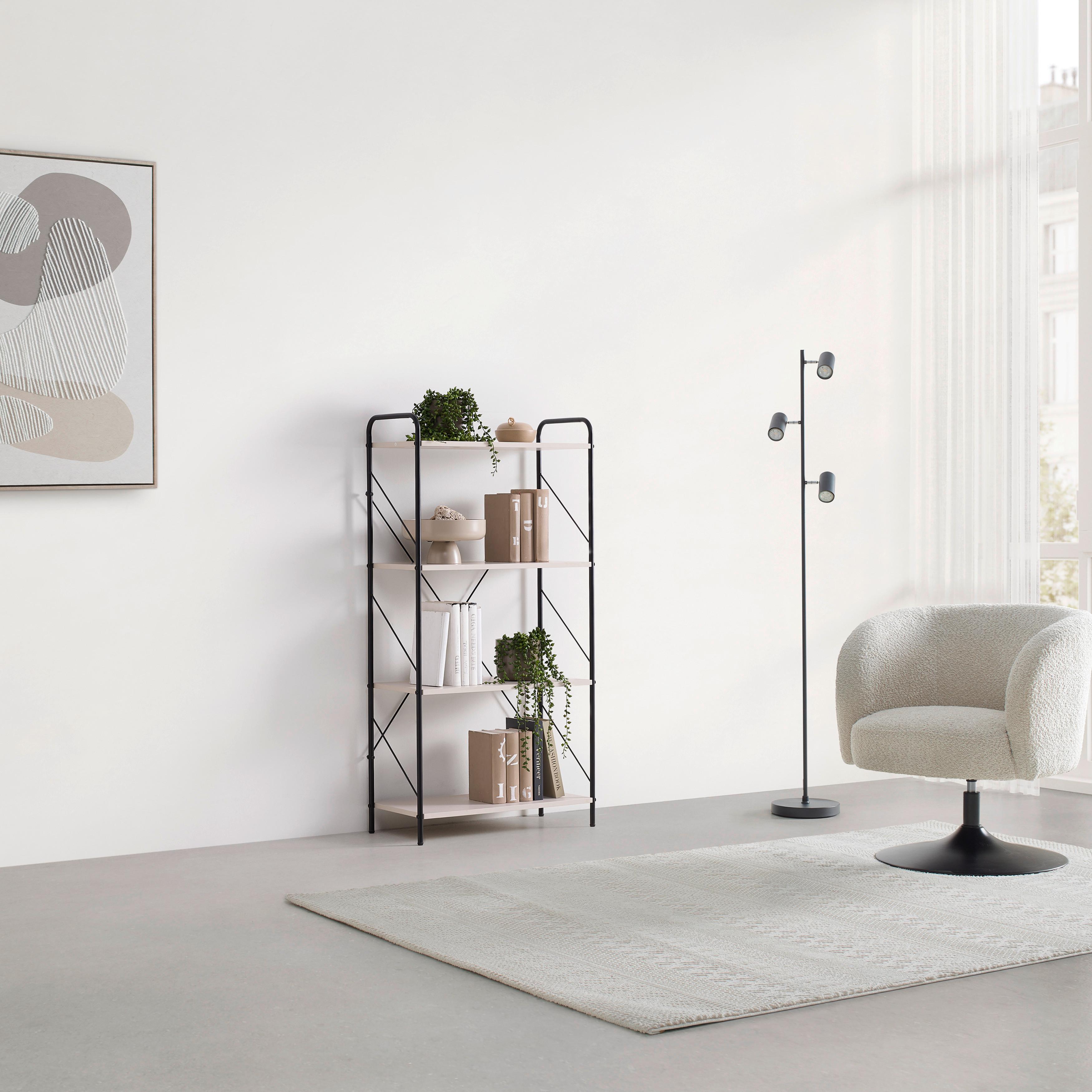 HYLLA TOM -EXKLUSIV- - svart/kashmir, Modern, metall/trämaterial (63.2/125/30cm) - Mömax
