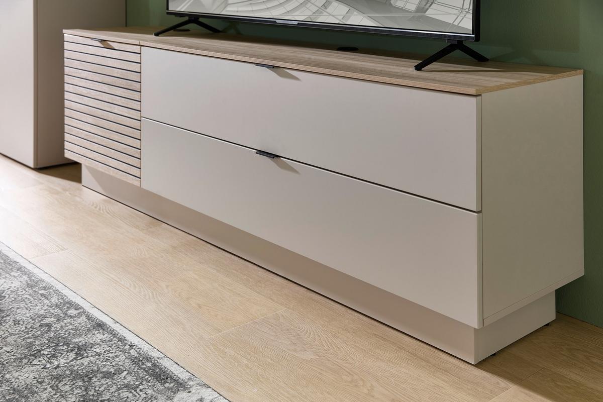 TV-Element Memphis Eichefarben/Kaschmir - Kaschmir/Eichefarben, MODERN, Holzwerkstoff/Metall (140/51/44cm) - Premium Living