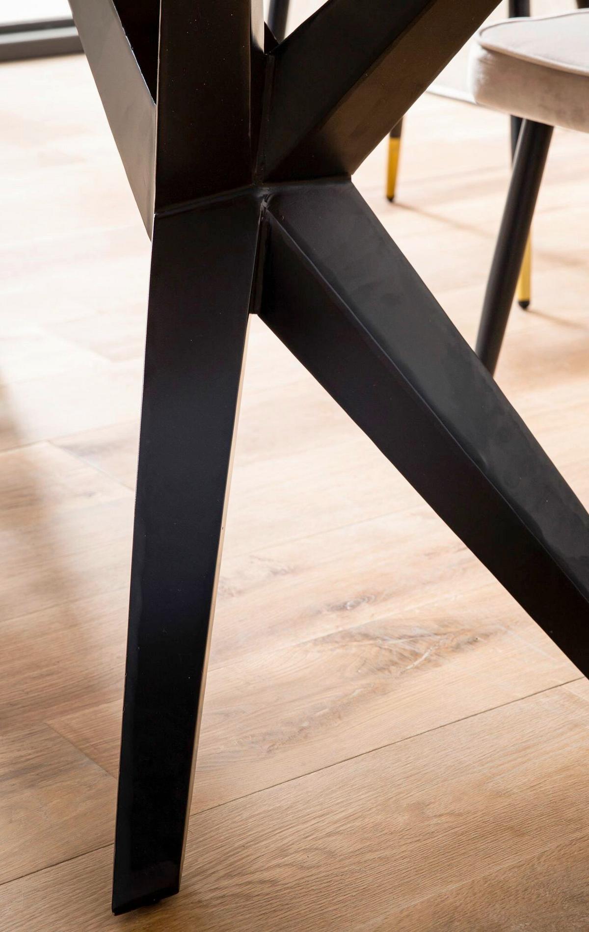 Pisalna Miza Akazie, Barva Akacije, Črna, 180x90cm - črna/barve akacije, Design, kovina/les (180/90/76cm) - Livetastic