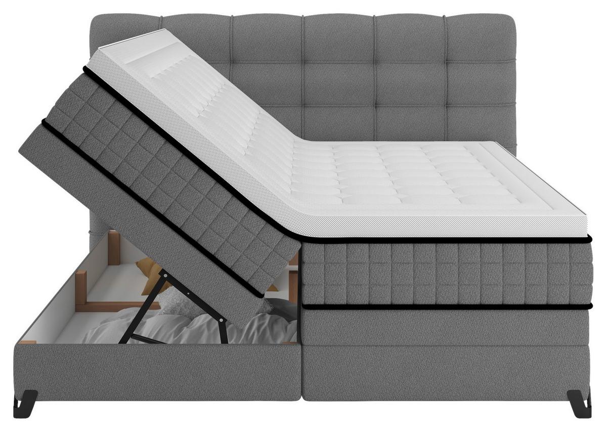 Boxspringbett Carmen C Dunkelgrau ca. 180x200cm - Dunkelgrau, KONVENTIONELL, Holz/Holzwerkstoff (180/200cm) - Premium Living